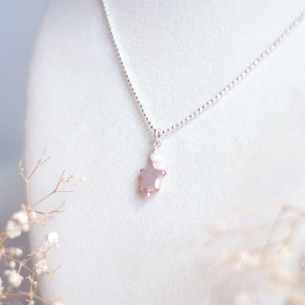 Collier étoile de nacre, version rose