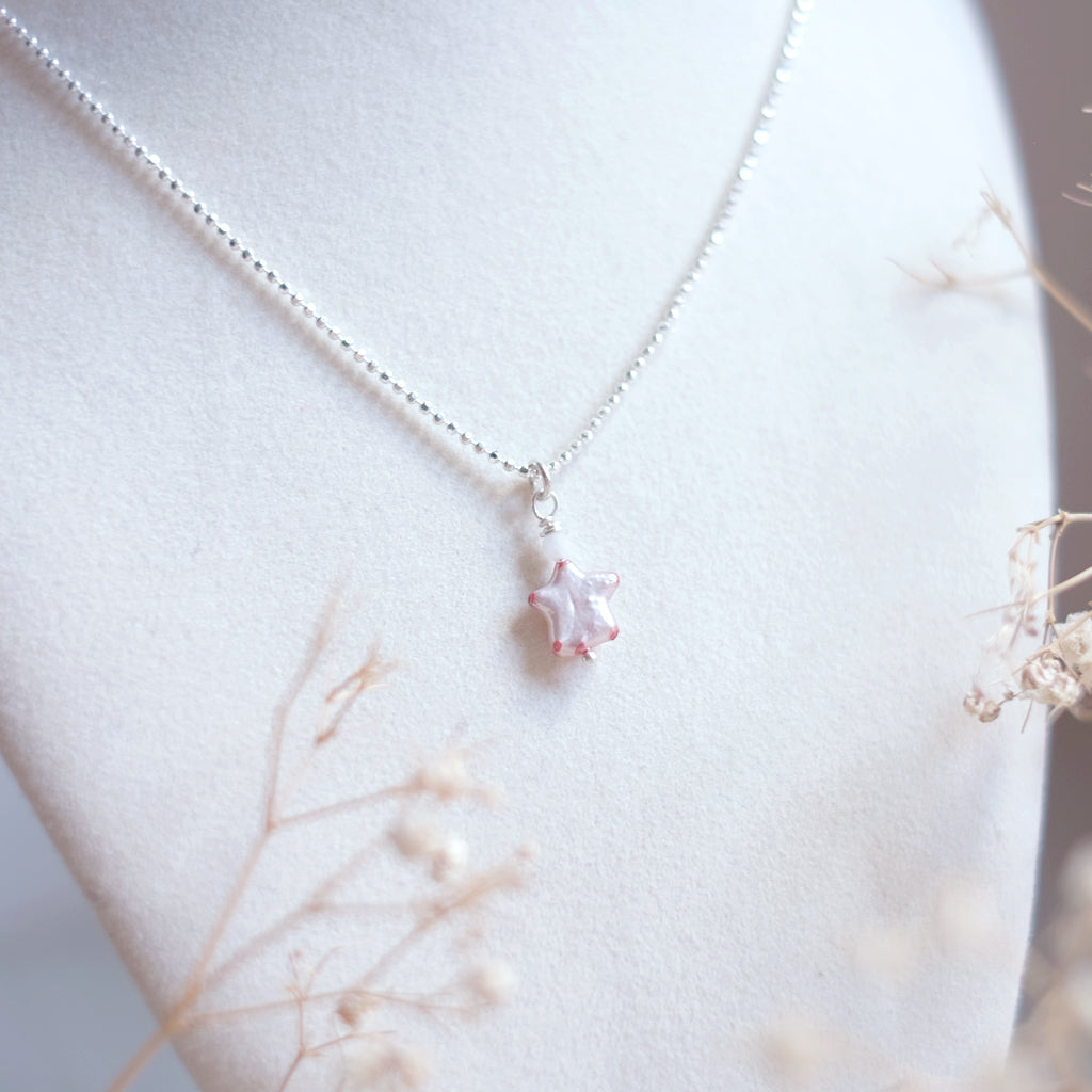 Collier étoile de nacre, version rose