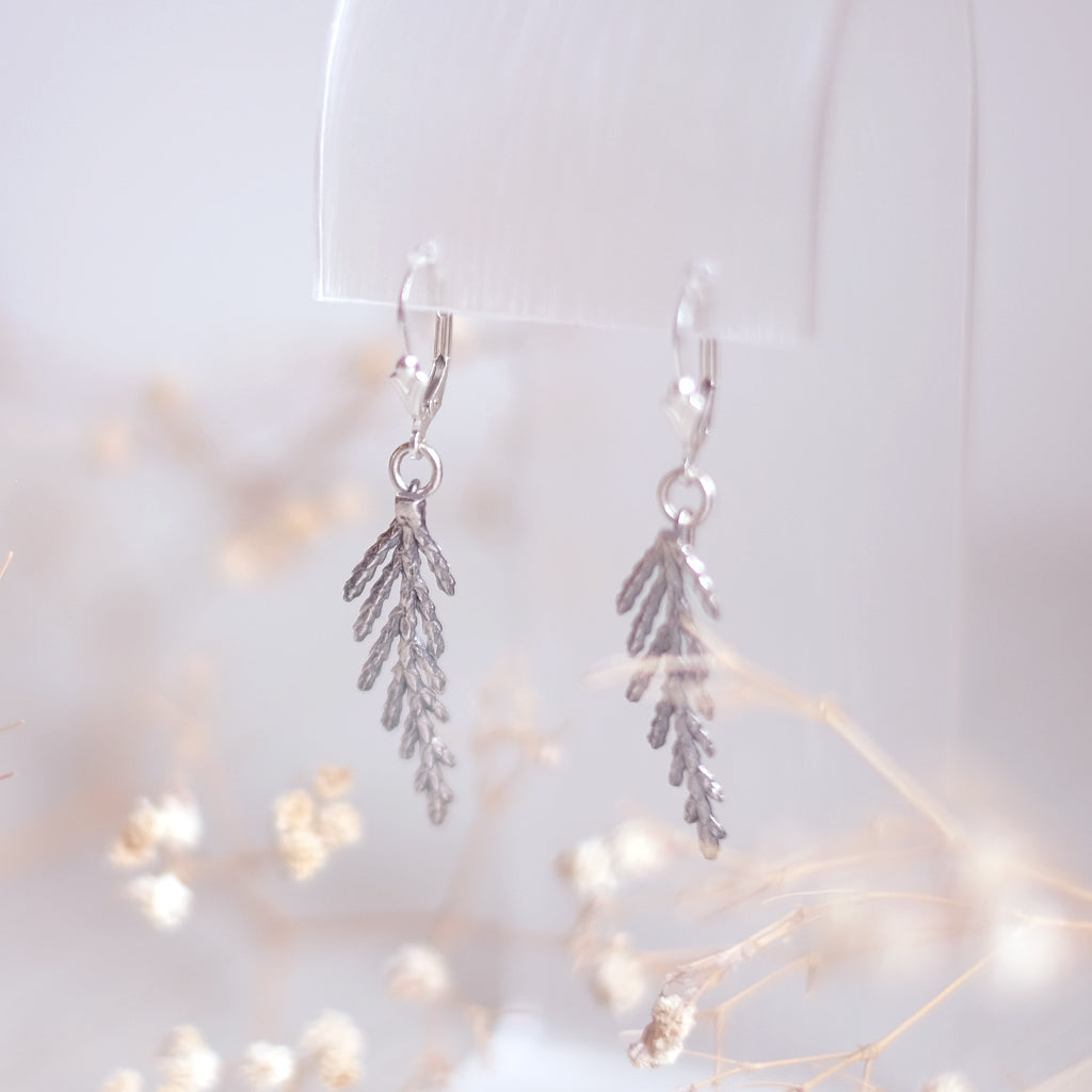 Small Cedar Branches – Sterling Silver Earrings