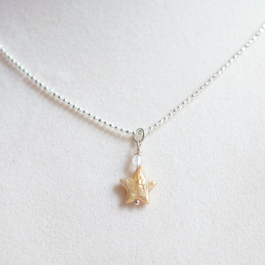 Yellow Mother-of-Pearl Star Necklace