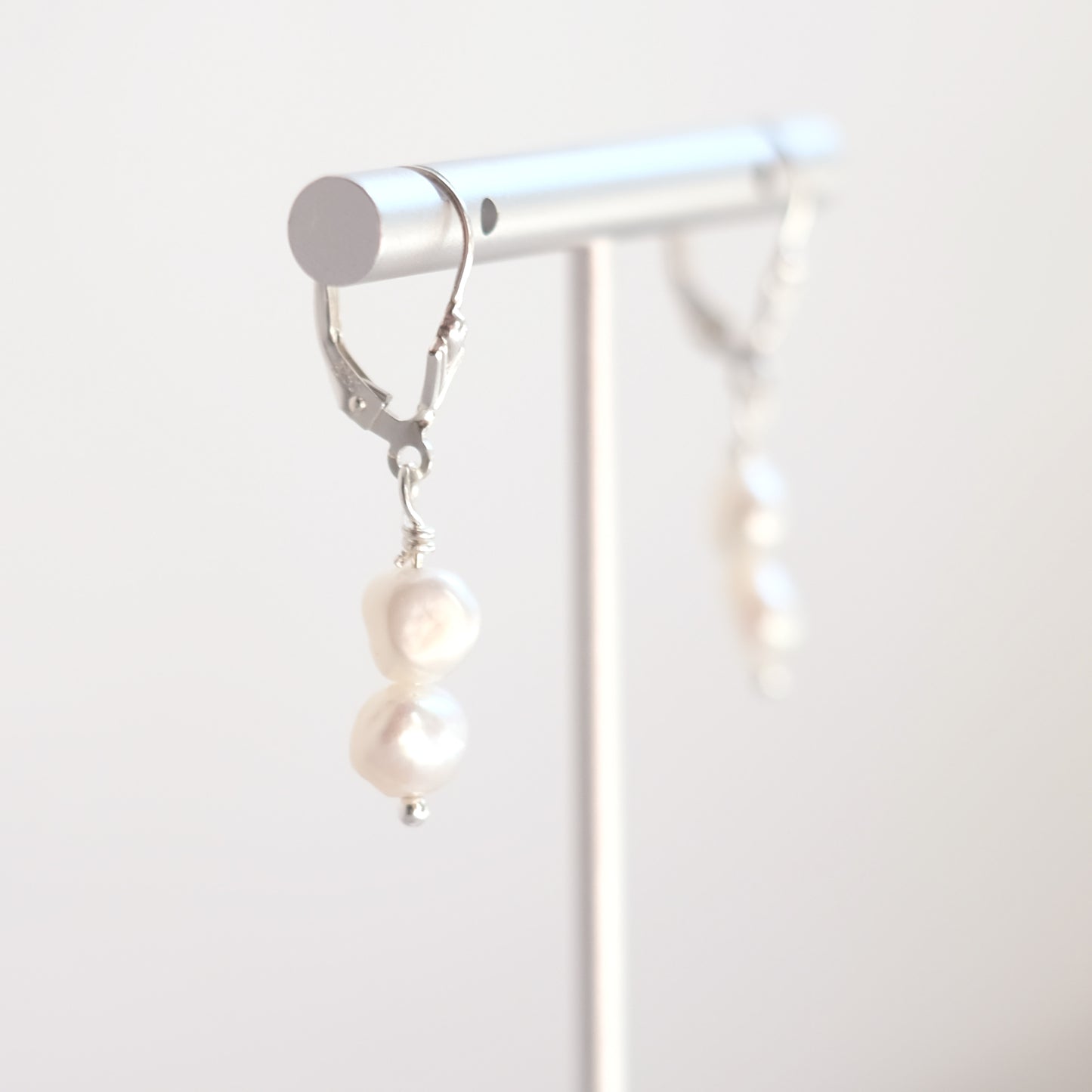 Double Freshwater Pearl Earrings in Sterling Silver