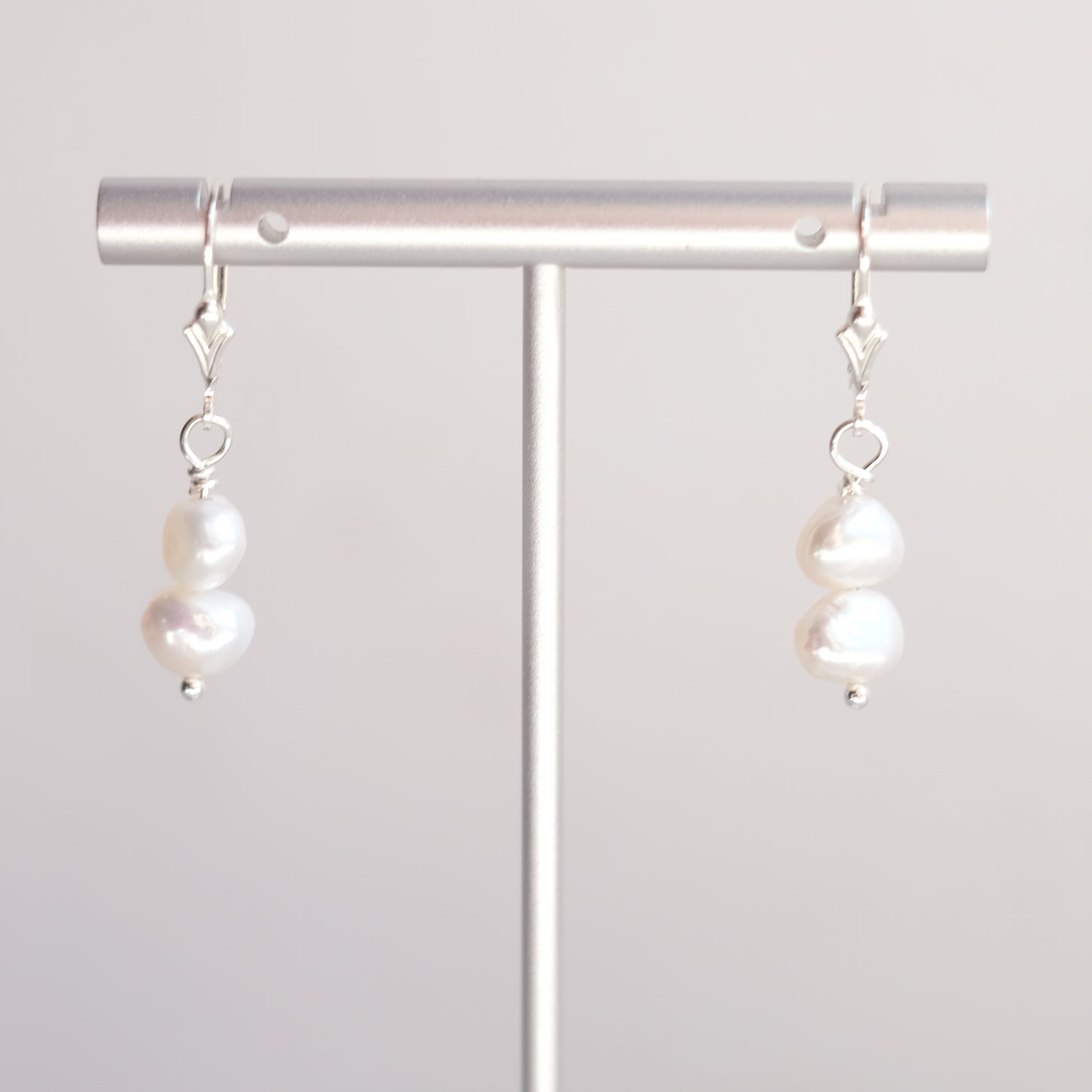 Double Freshwater Pearl Earrings in Sterling Silver