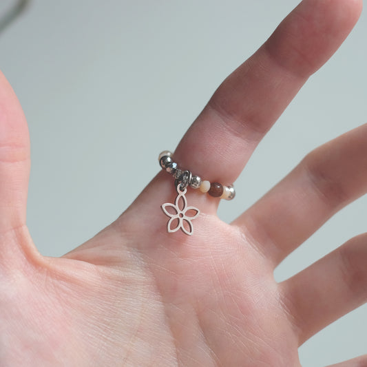 Bague en acier inoxydable avec agate brune