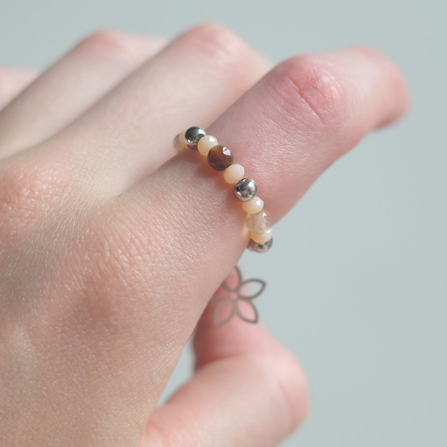 Bague en acier inoxydable avec agate brune