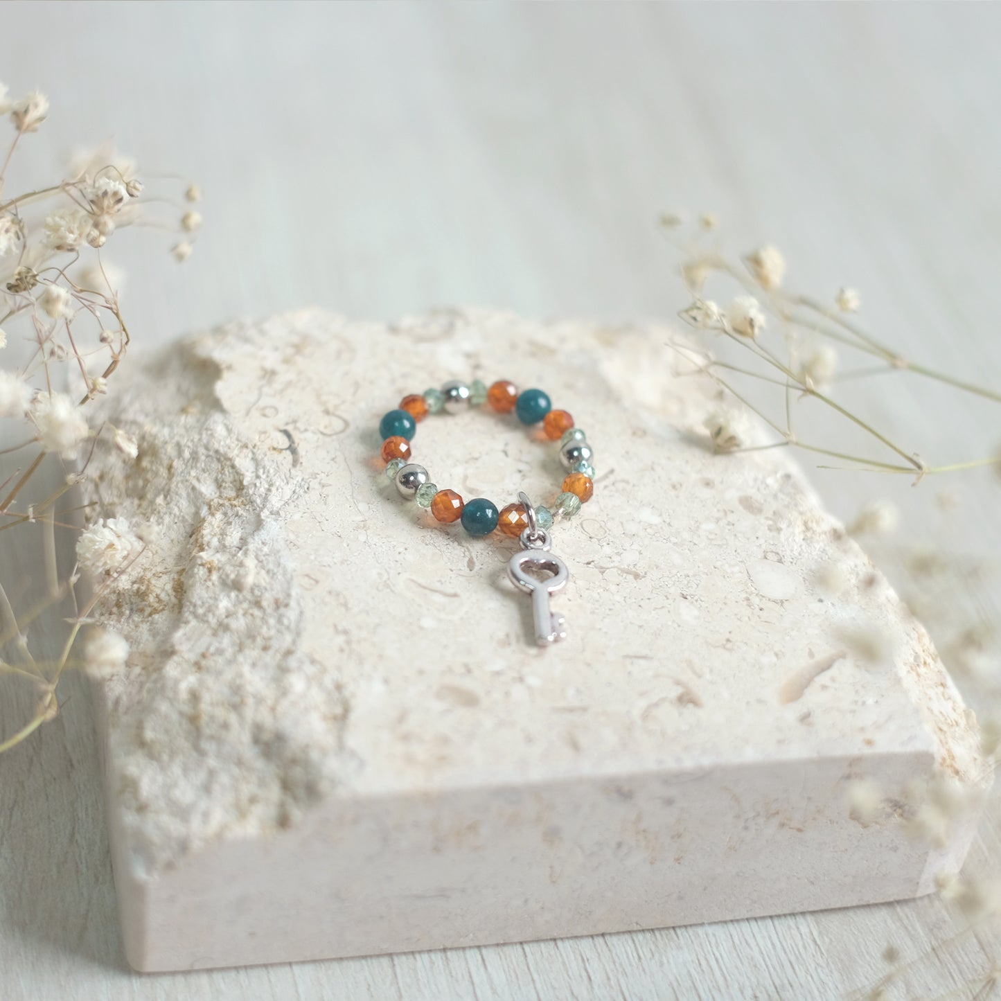 Bague en acier inoxydable Jade et grenat