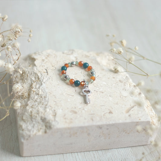 Bague en acier inoxydable Jade et grenat