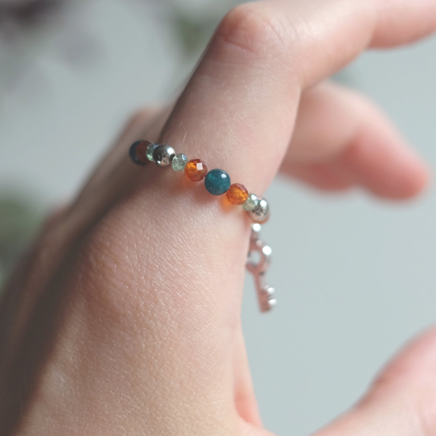 Bague en acier inoxydable Jade et grenat