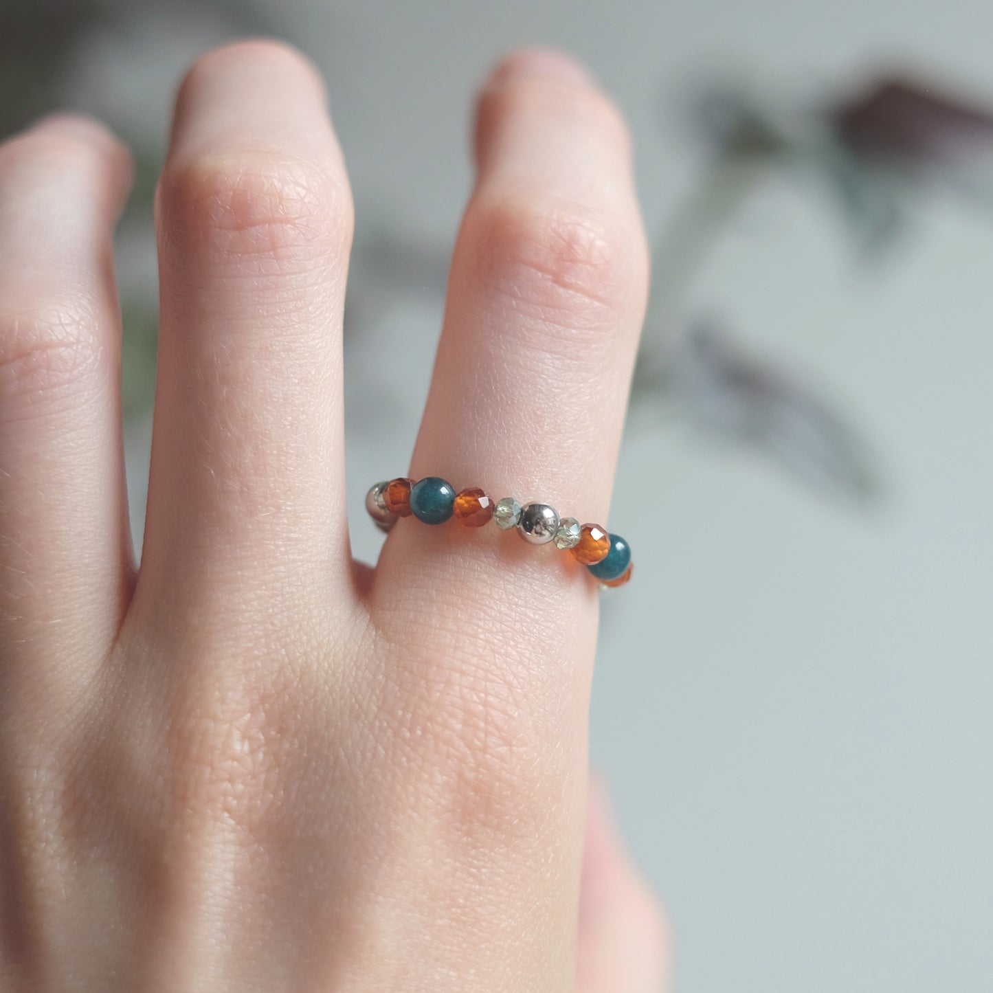 Bague en acier inoxydable Jade et grenat