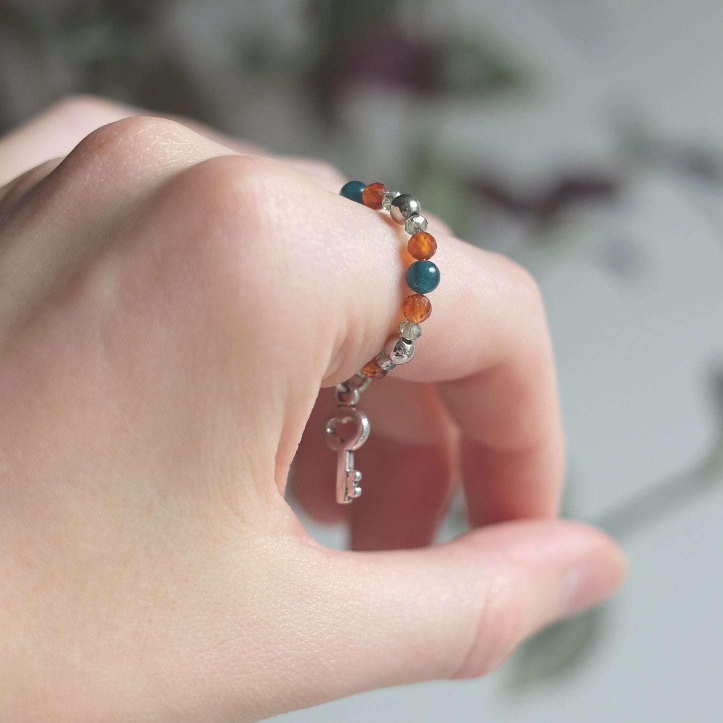 Bague en acier inoxydable Jade et grenat