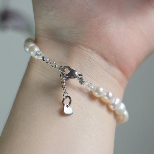 Stainless Steel Bracelet with Natural Pearls