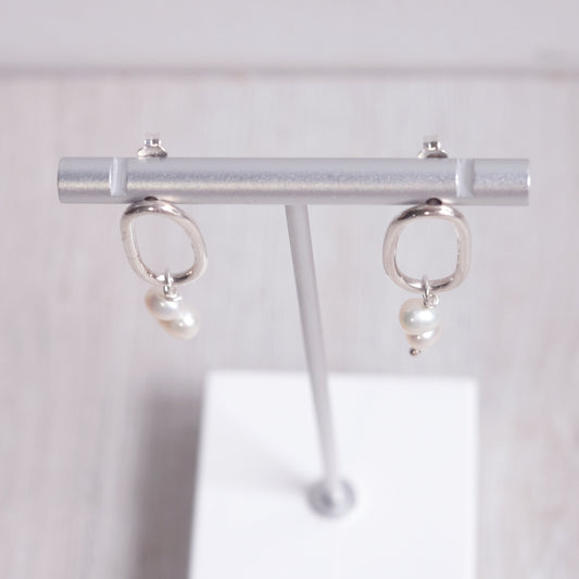 Creamy White Oval Pearl Earrings – Sterling Silver