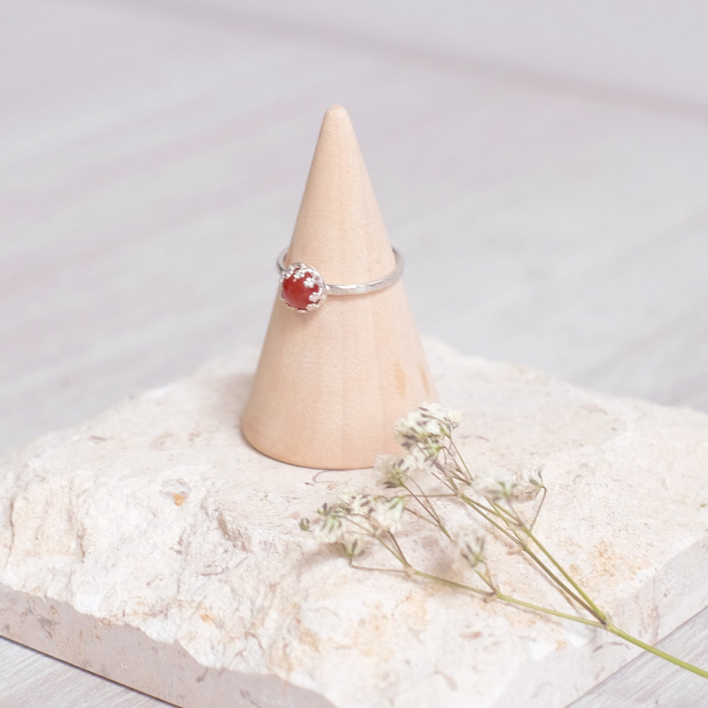 Planets – Sterling Silver Ring with Carnelian