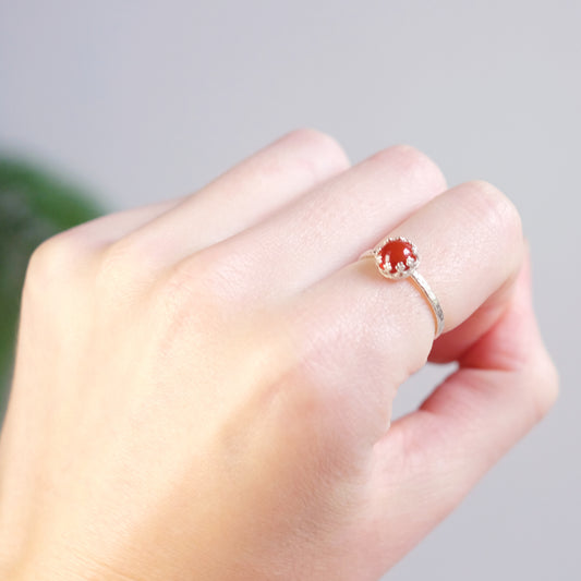 Planets – Sterling Silver Ring with Carnelian