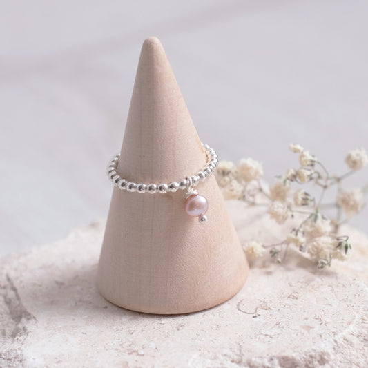 Pearled Sterling Silver Ring – Blush Pink
