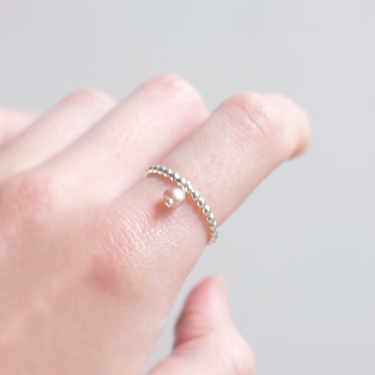 Pearled Sterling Silver Ring – Blush Pink