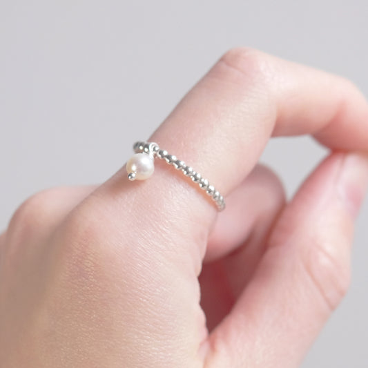 Pearled Sterling Silver Ring – Creamy White