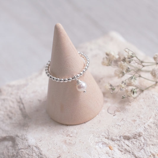 Pearled Sterling Silver Ring – Creamy White
