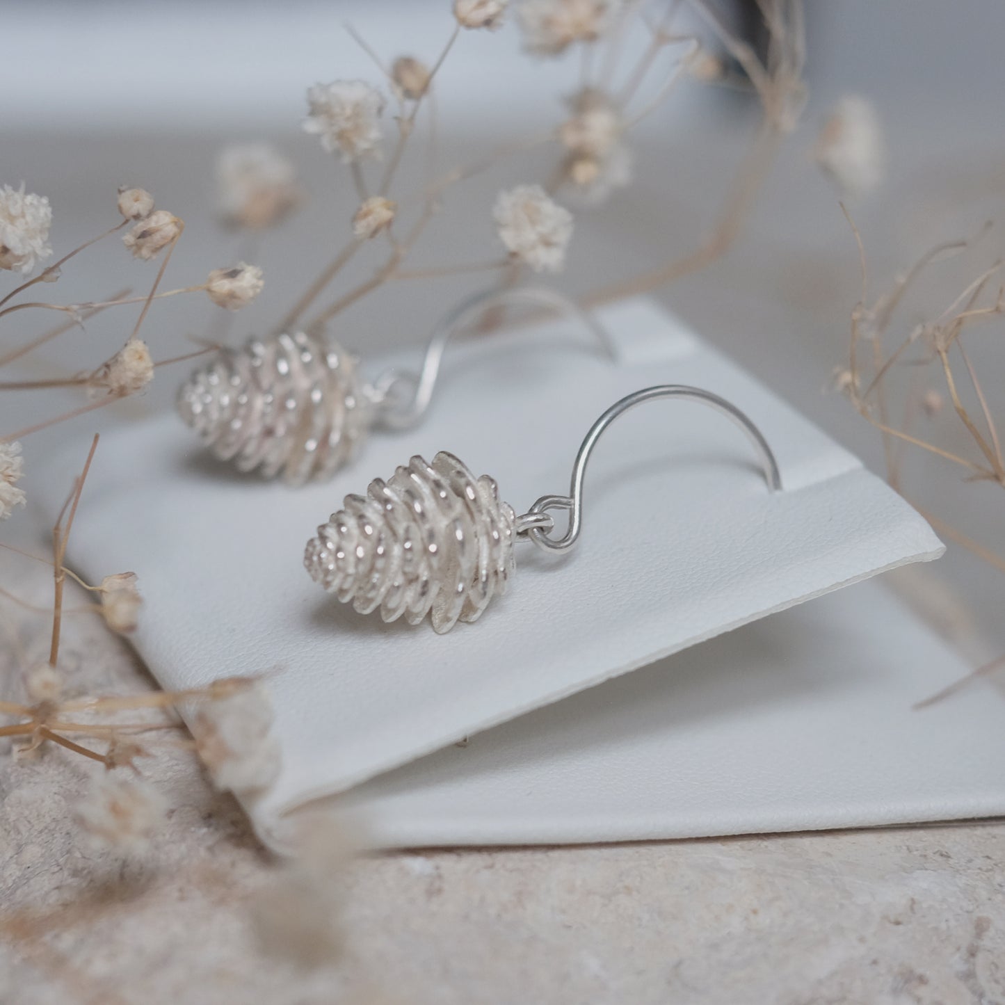 Cocotte – Sterling Silver Pinecone Earrings
