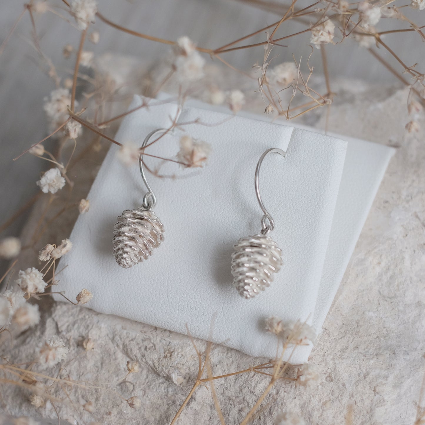 Cocotte – Sterling Silver Pinecone Earrings