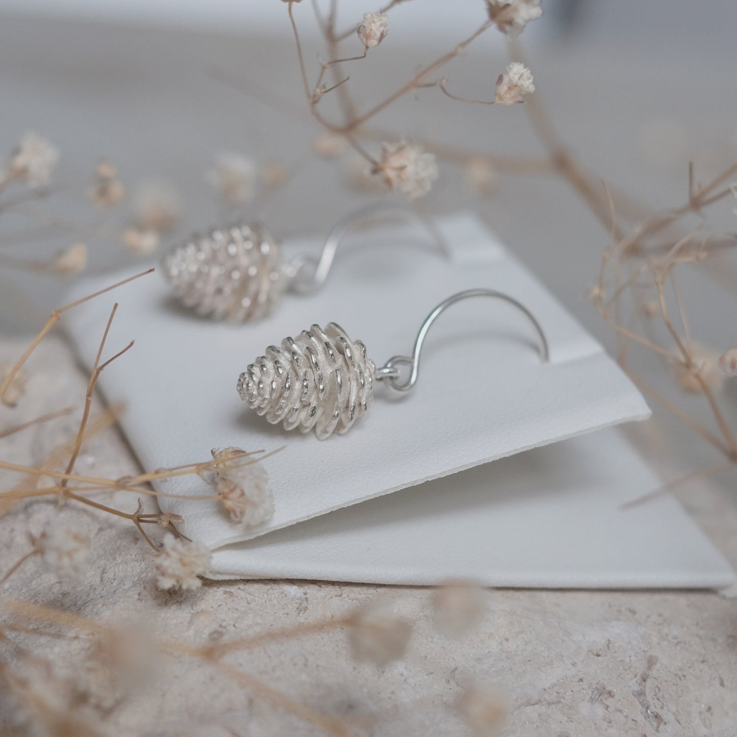 Cocotte – Sterling Silver Pinecone Earrings