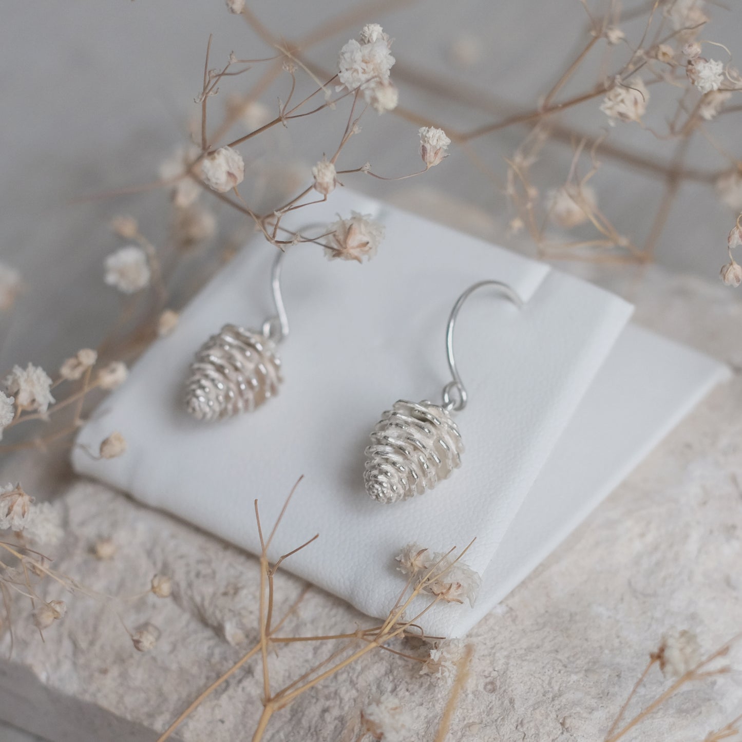 Cocotte – Sterling Silver Pinecone Earrings