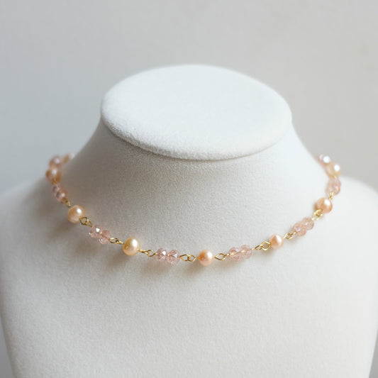 Gold Stainless Steel Choker with Natural Pearls