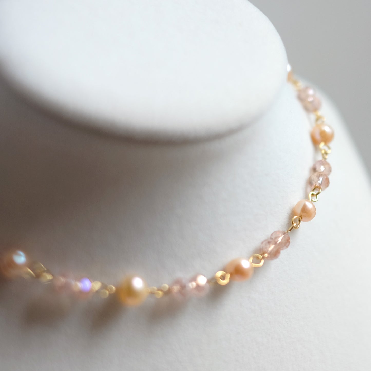 Gold Stainless Steel Choker with Natural Pearls