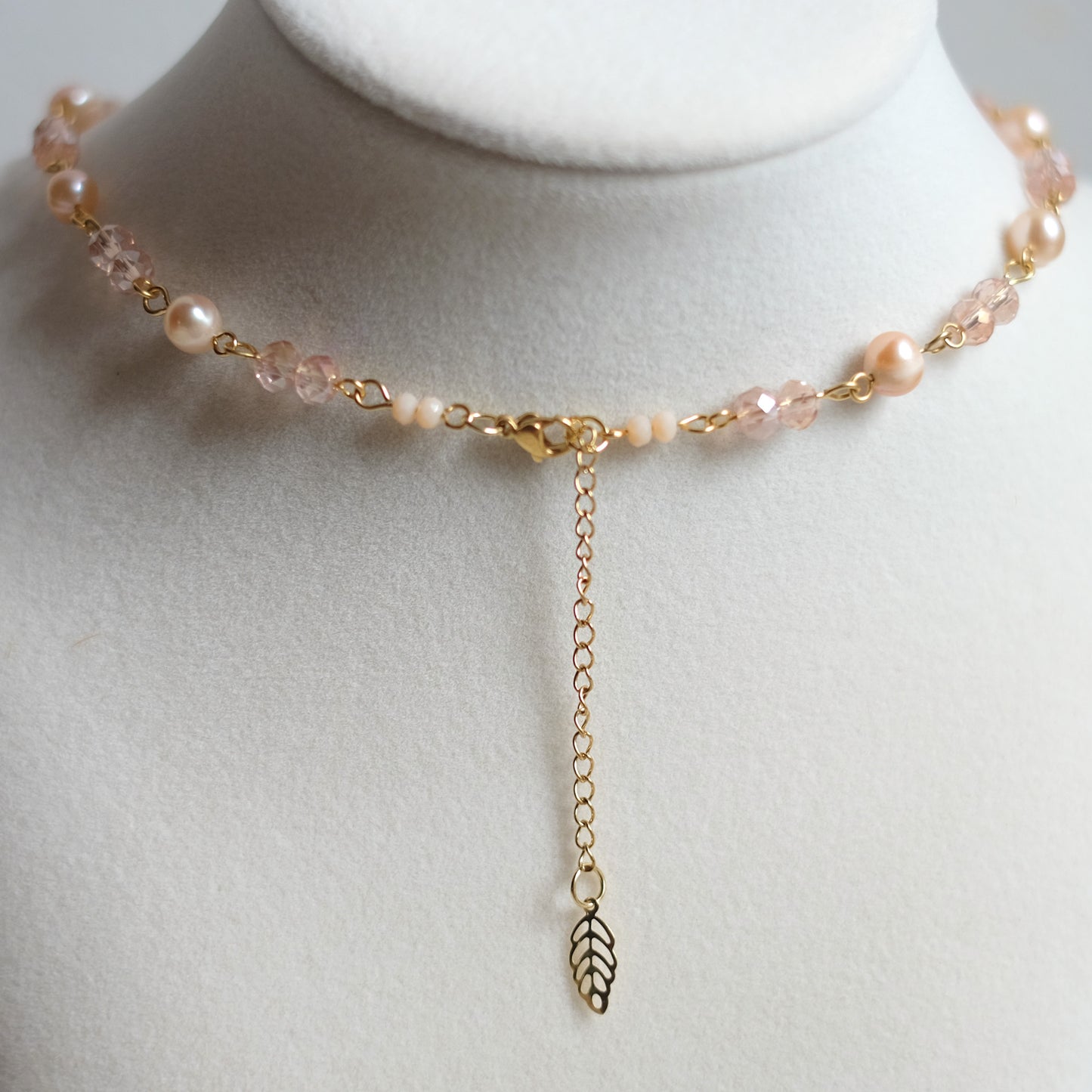 Gold Stainless Steel Choker with Natural Pearls