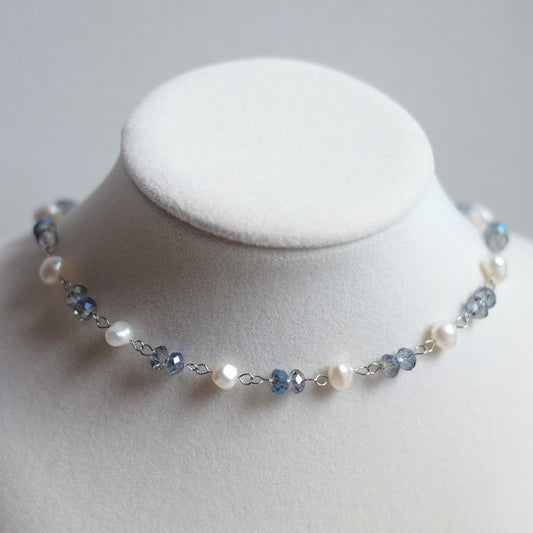 Choker Necklace with Natural Freshwater Pearls – Silver Stainless Steel