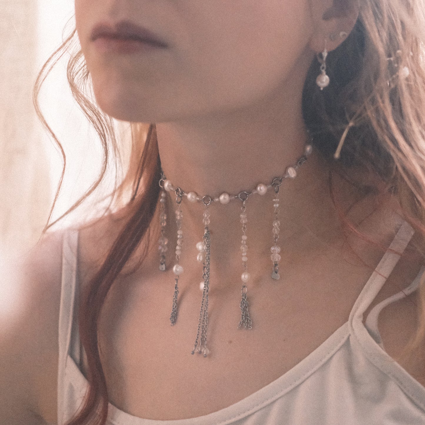 Pearl Cascade Choker – Stainless Steel