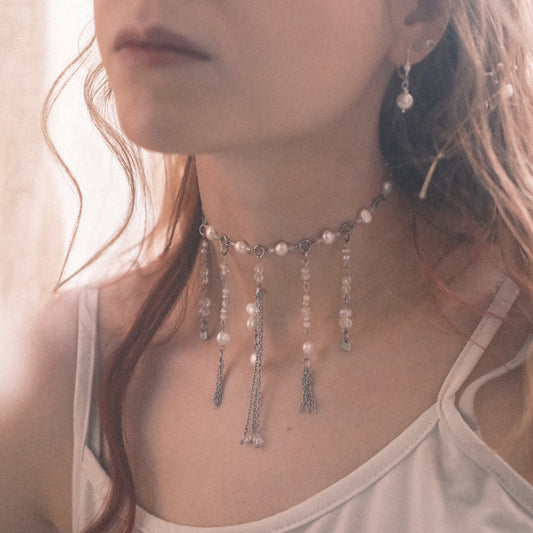 Pearl Cascade Choker – Stainless Steel