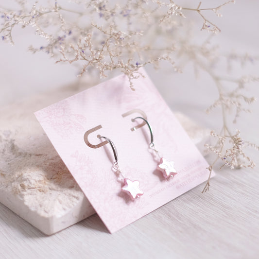 Pink Starry Pearl Earrings – Sterling Silver