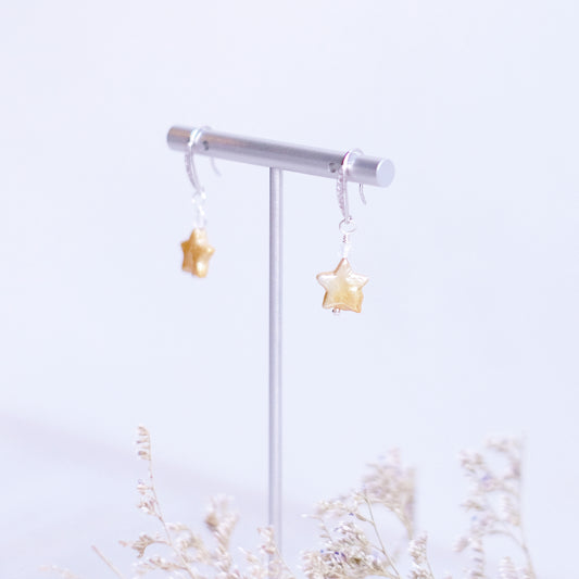 Yellow Starry Pearl Earrings – Sterling Silver