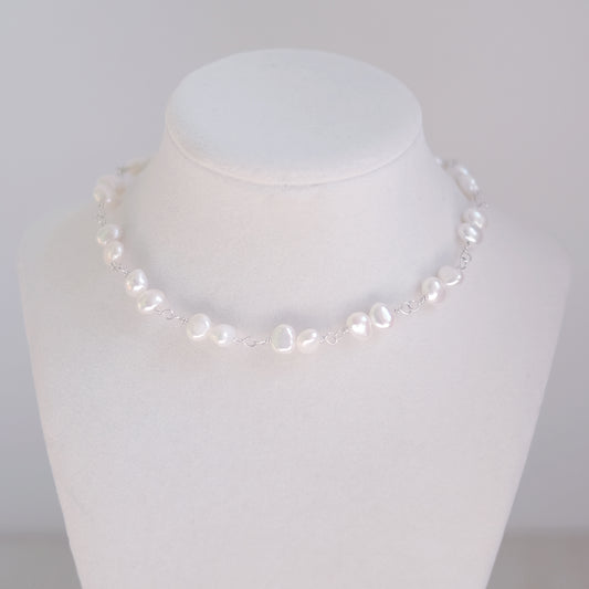 Collier ras de cou en argent sterling avec perles