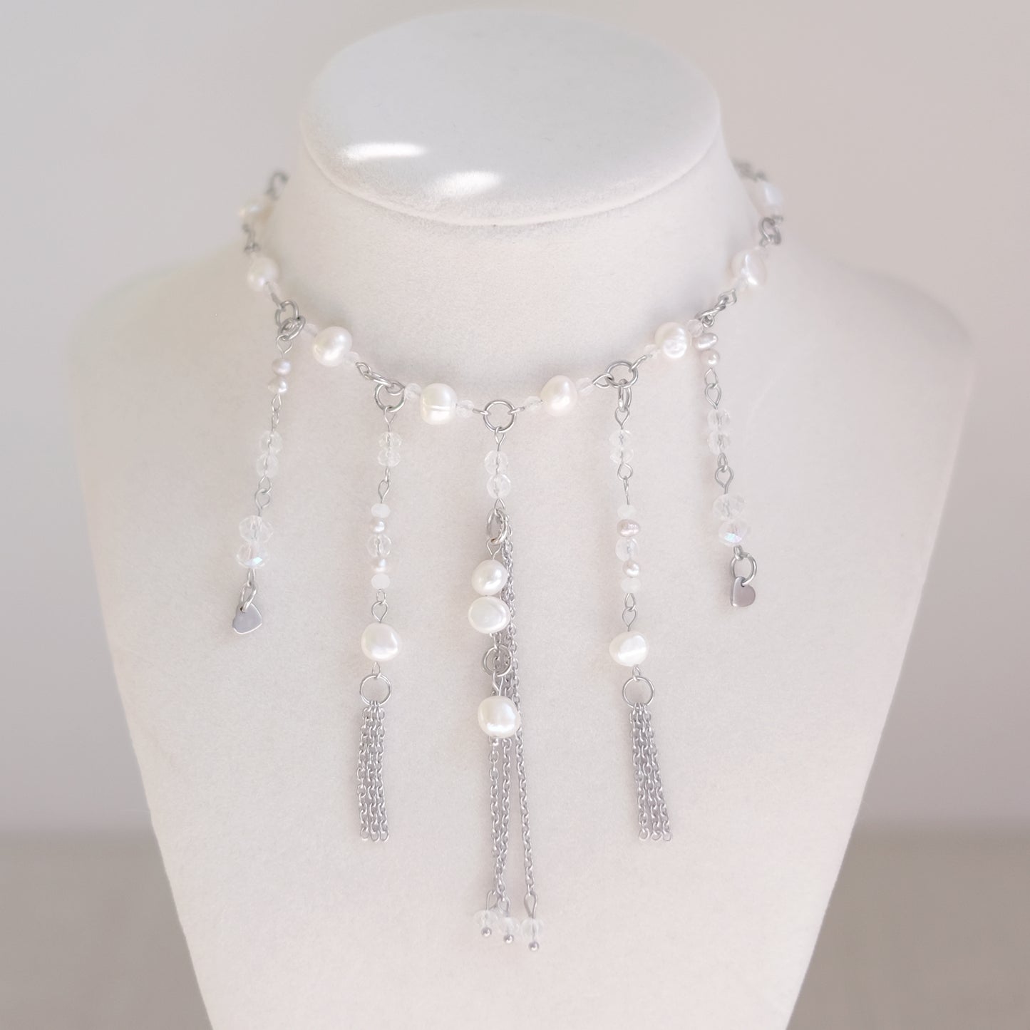 Pearl Cascade Choker – Stainless Steel