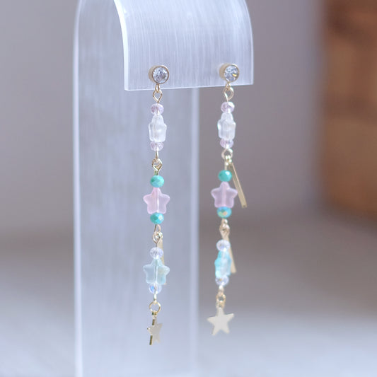 Pastel Stars Earrings – Gold Stainless Steel