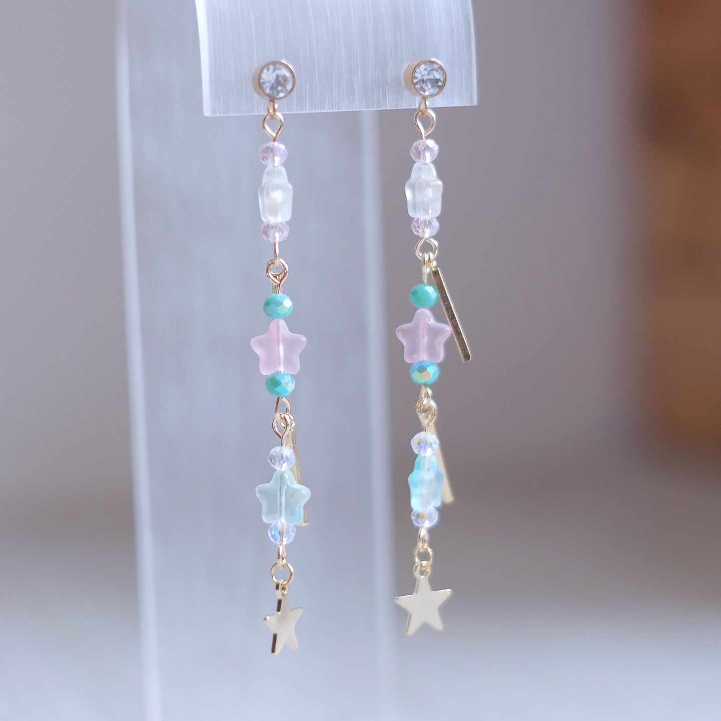 Pastel Stars Earrings – Gold Stainless Steel