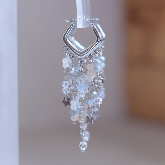 Celestial Chevron Earrings – Silver Stainless Steel