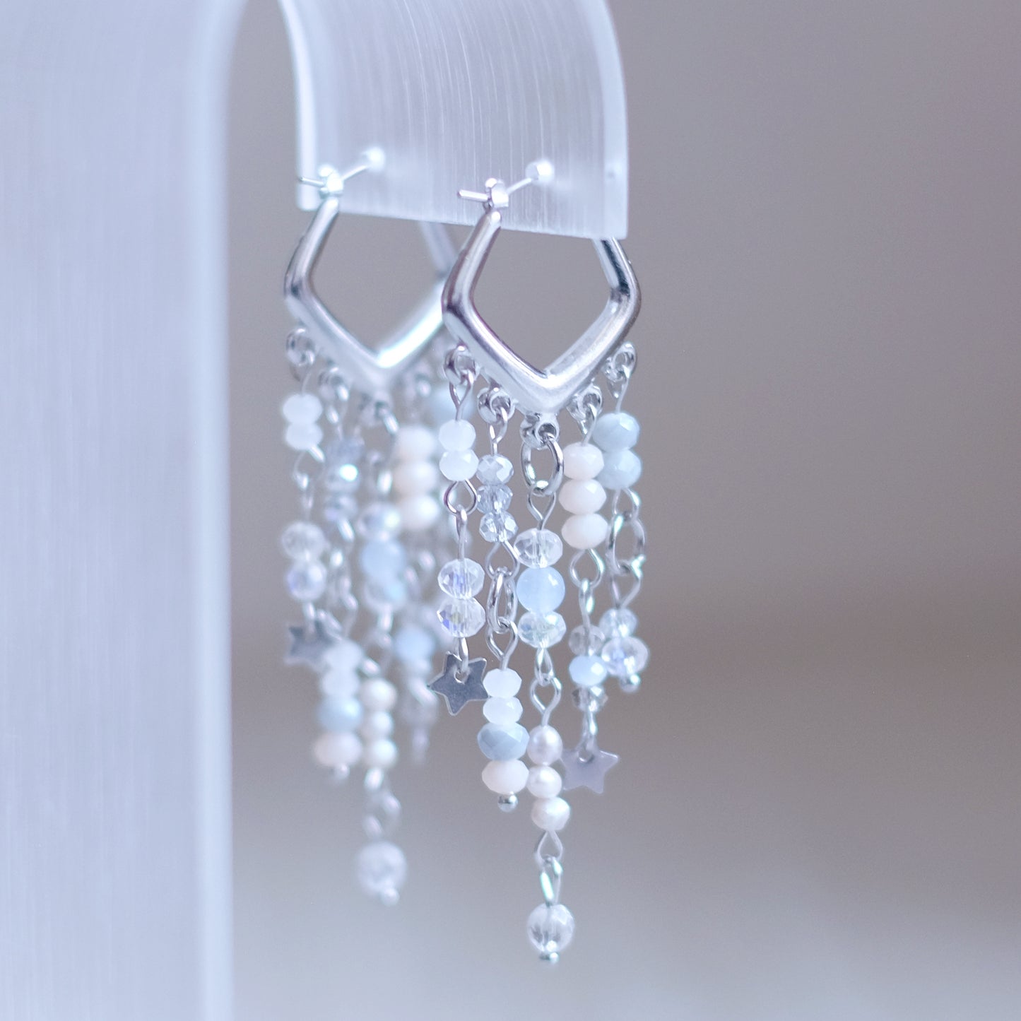 Celestial Chevron Earrings – Silver Stainless Steel