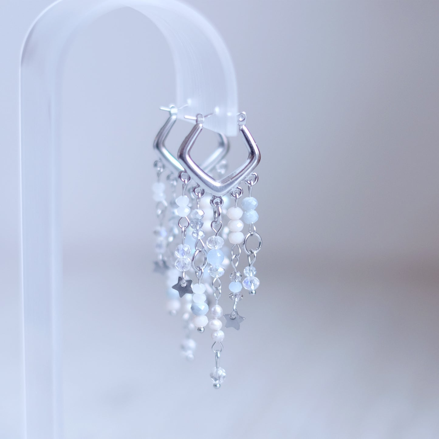 Celestial Chevron Earrings – Silver Stainless Steel