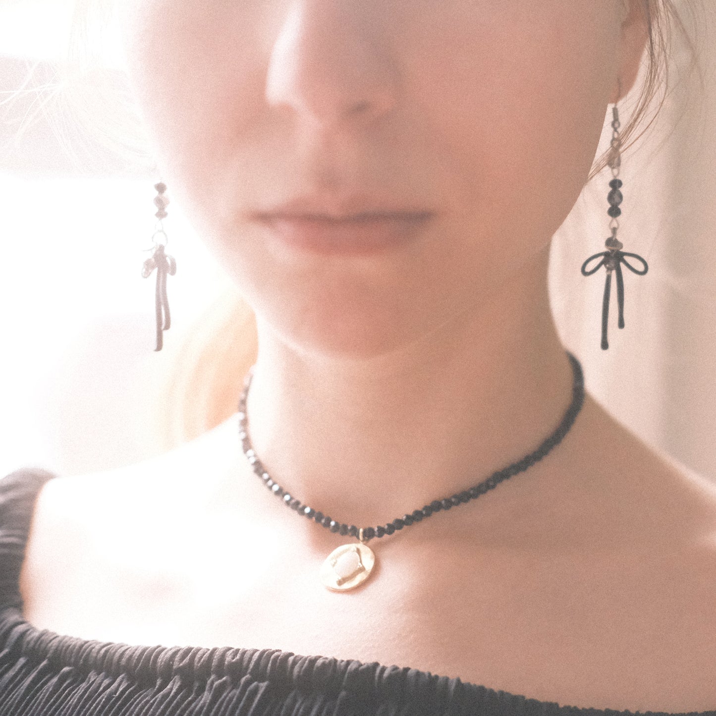 Coquettes Noires Earrings – Silver Stainless Steel