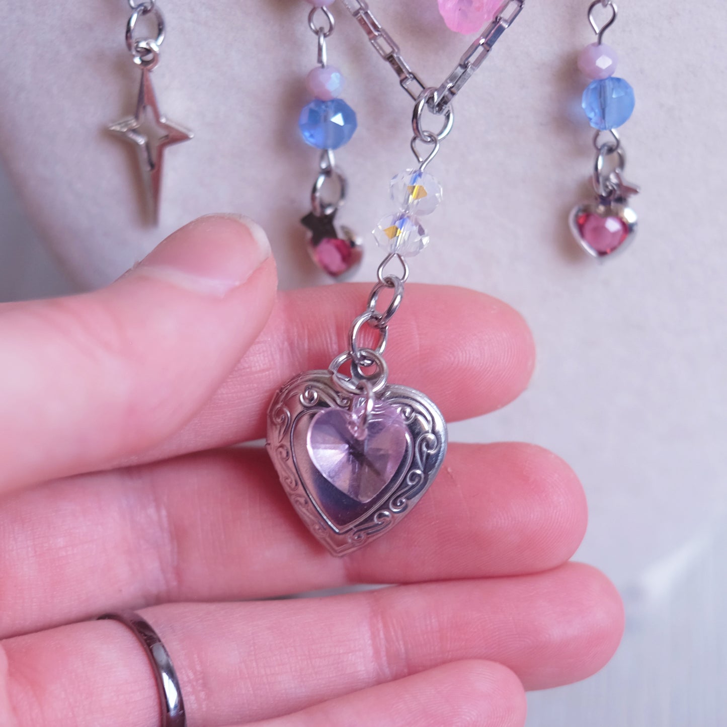 K/DA Ahri-Inspired Necklace Set – Silver Stainless Steel
