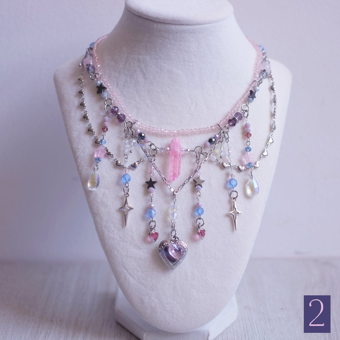 K/DA Ahri-Inspired Necklace Set – Silver Stainless Steel