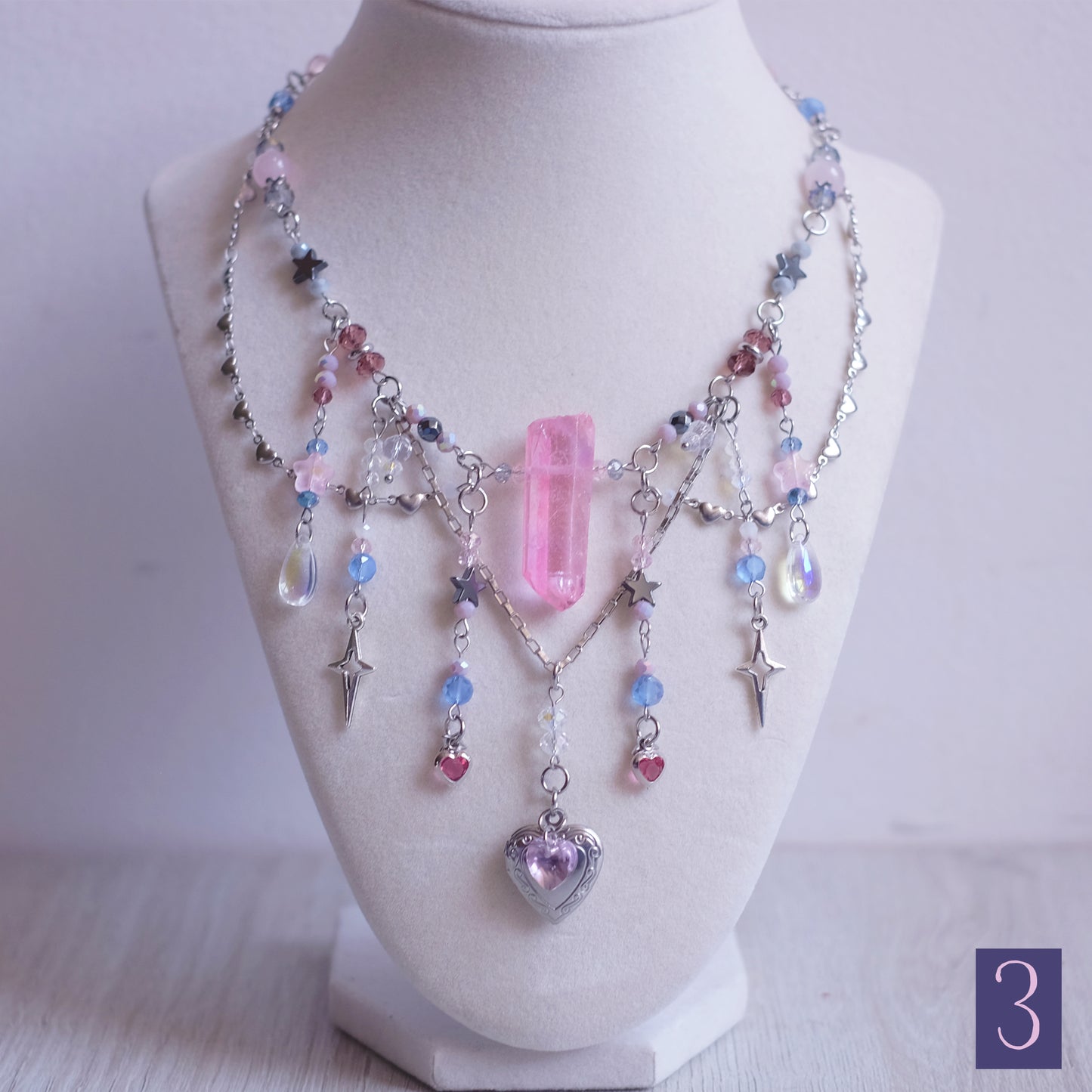 K/DA Ahri-Inspired Necklace Set – Silver Stainless Steel