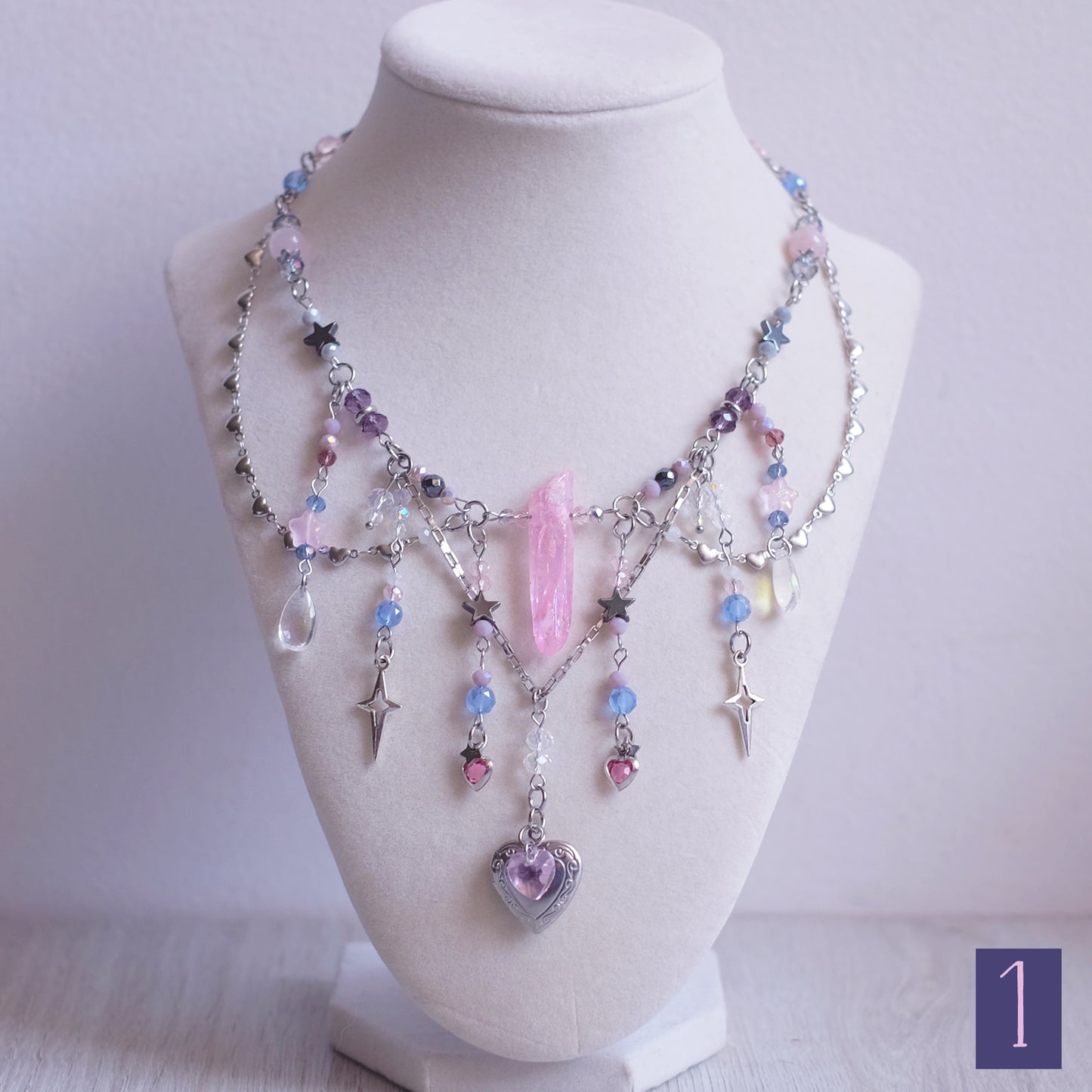 K/DA Ahri-Inspired Necklace Set – Silver Stainless Steel