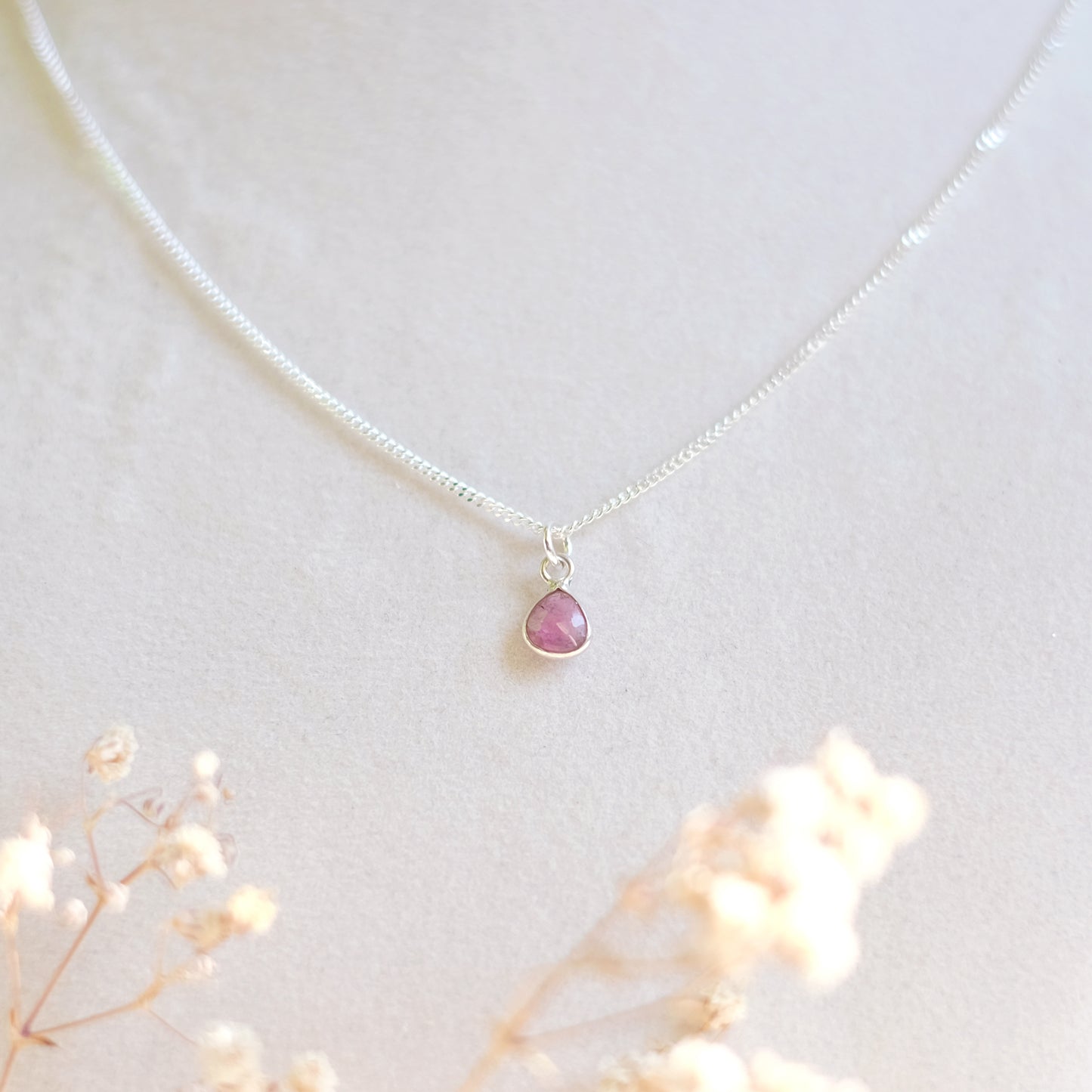 Sterling Silver Necklace with Set Tourmaline