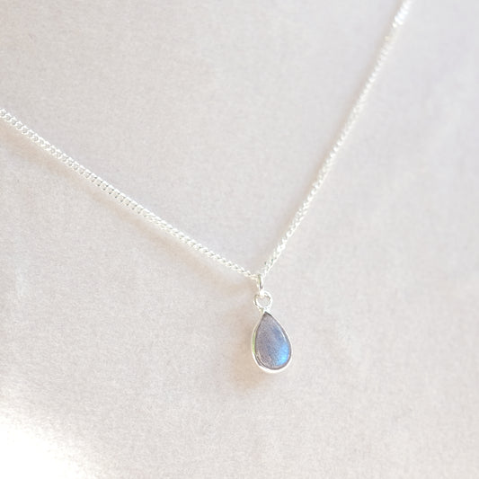 Labradorite Drop Necklace – Sterling Silver