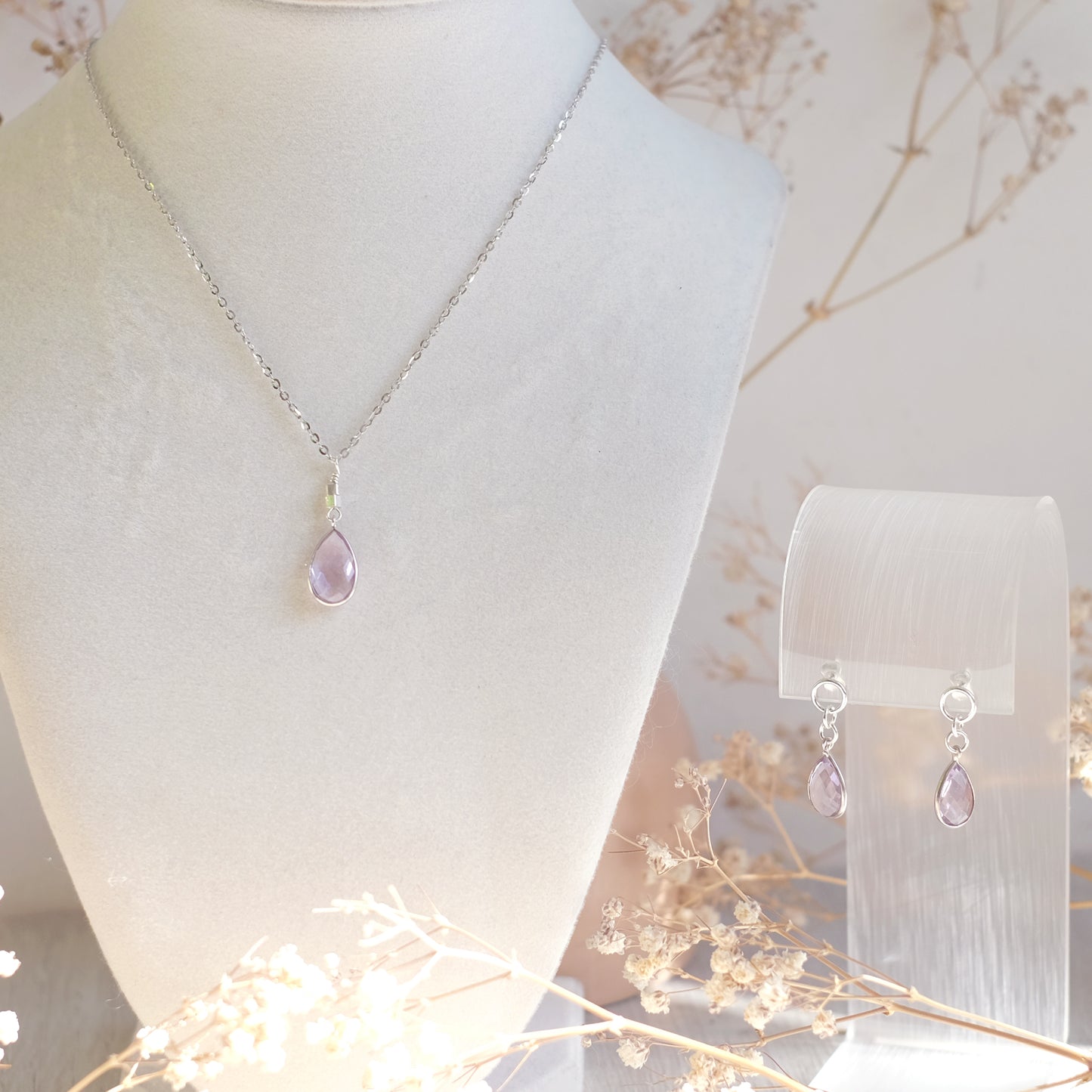 Amethyst Drop Necklace – Sterling Silver