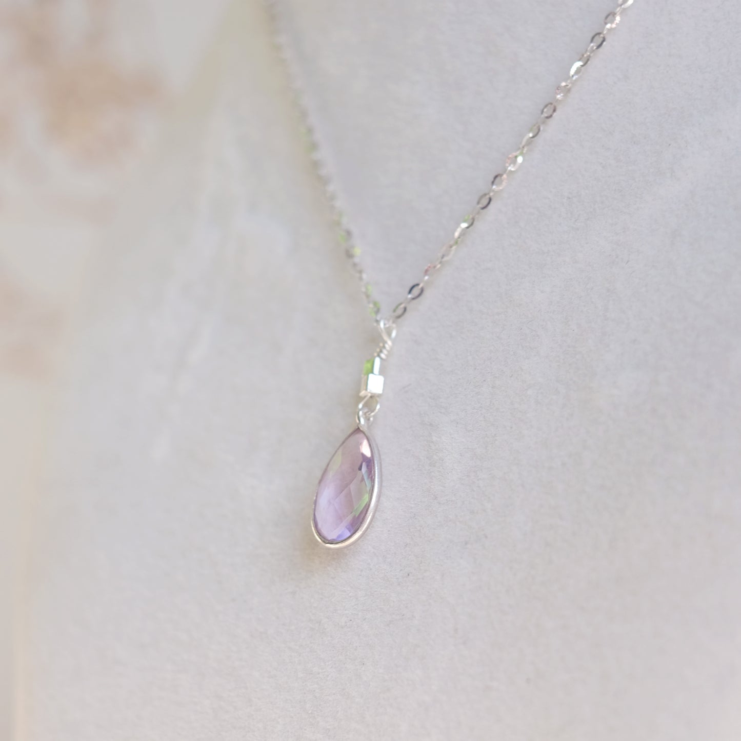 Amethyst Drop Necklace – Sterling Silver