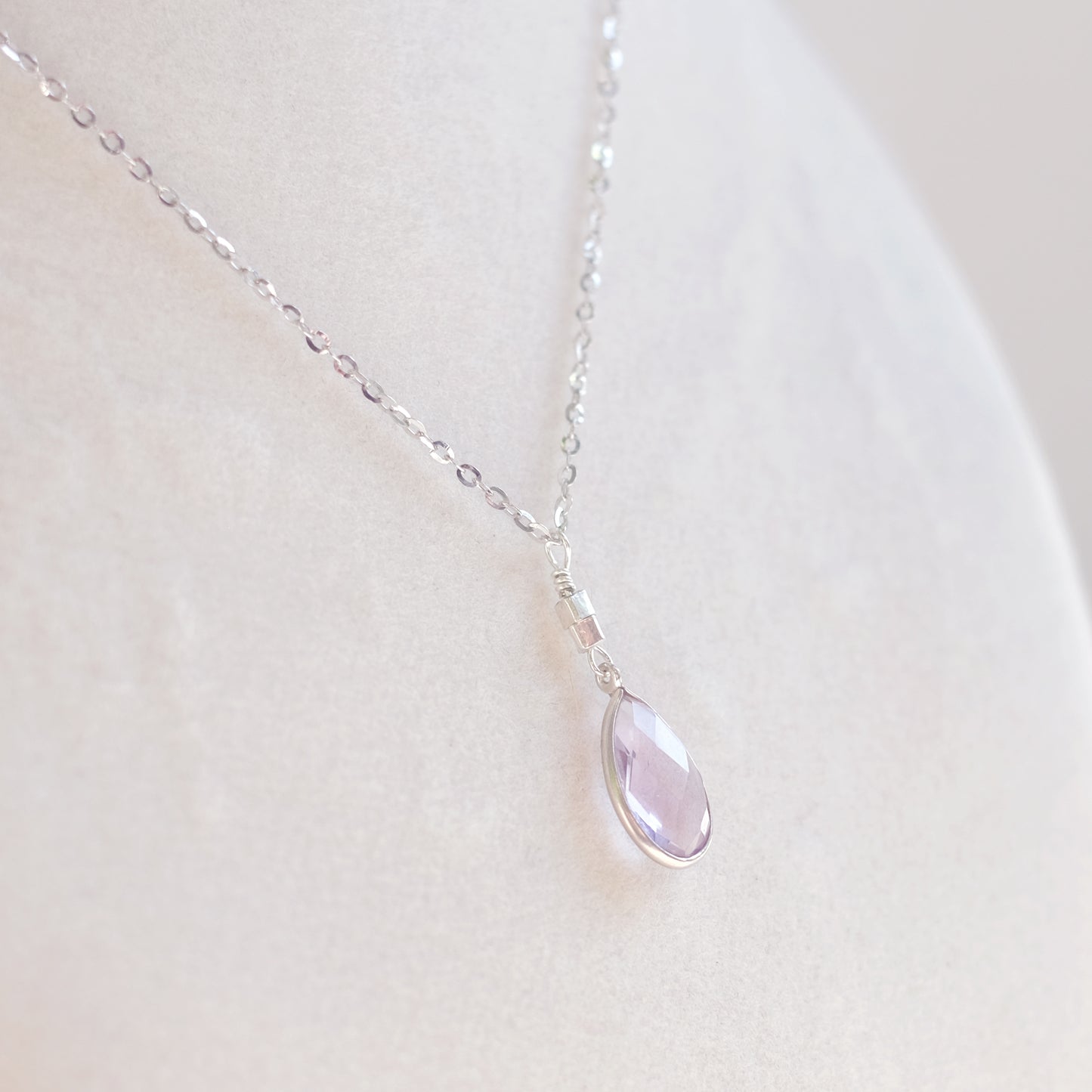 Amethyst Drop Necklace – Sterling Silver